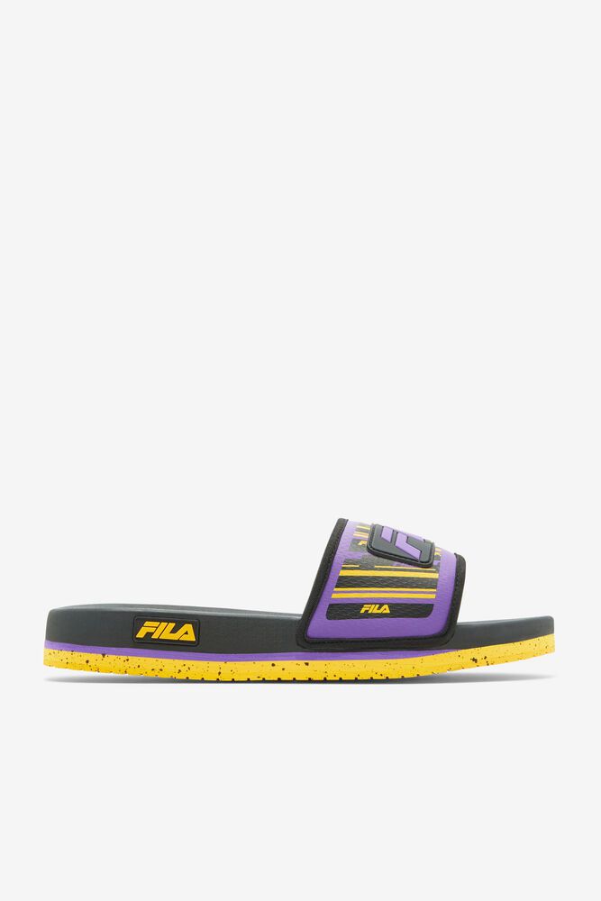 Fila Lunar Slide Black/Purple Sandals Mens - NZ 96407-MVAT